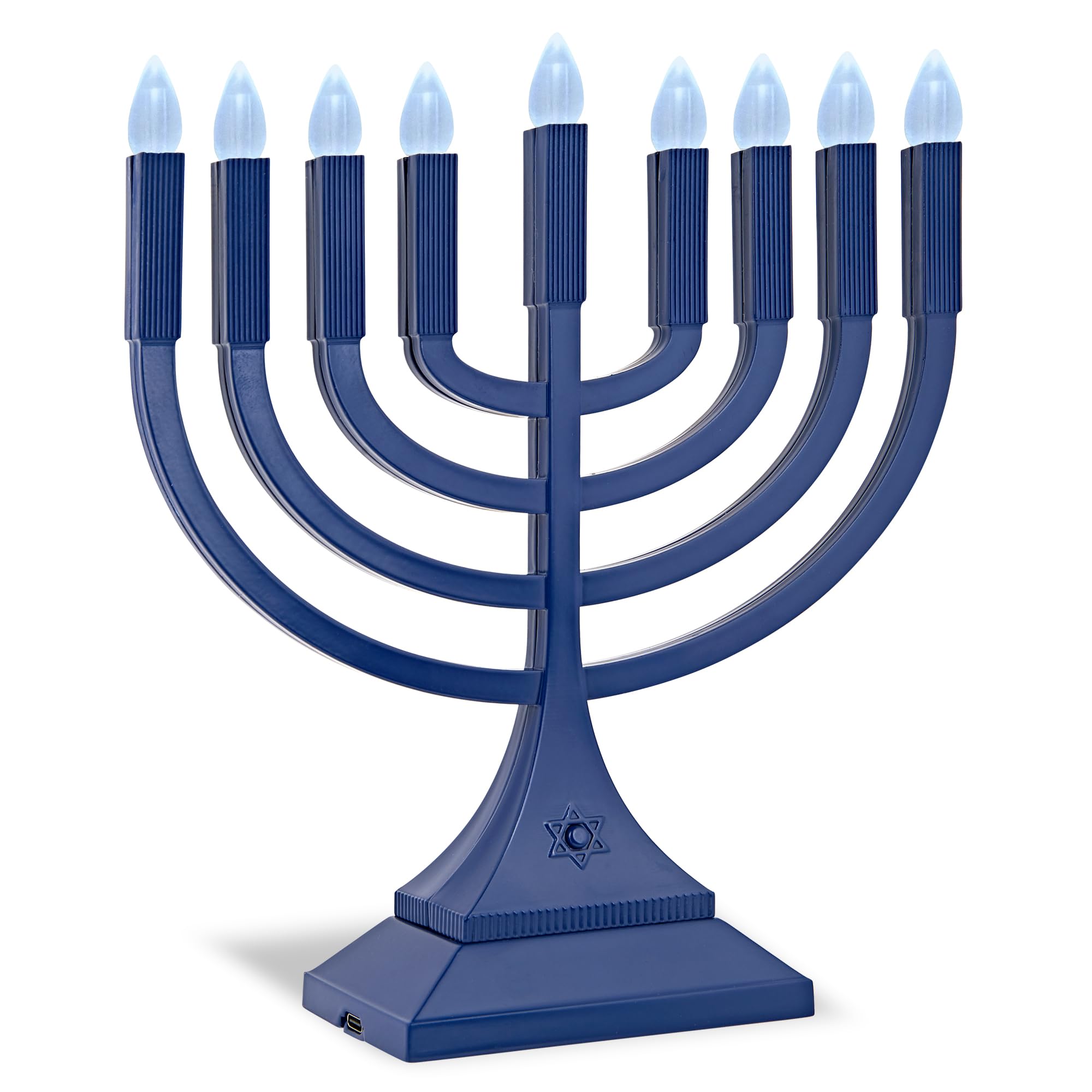 Zion Judaica 22,88 cm LED Hanukkah Menorá Azul Alimentado por