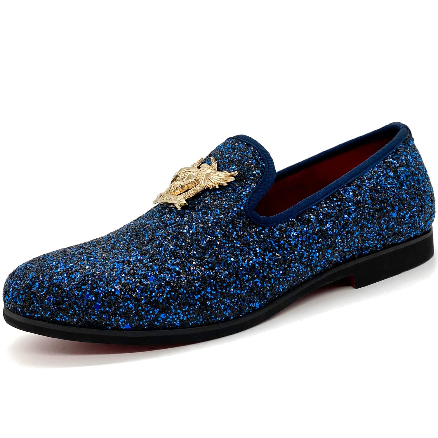 CMM Men's Glitter Loafers Shiny Slip On Dress Shoes Luxury Sparkling Studded Loafers