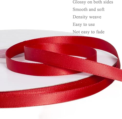Miniatura 3 de Cinta roja, cinta de satén de poliéster de doble cara de color sólido, 38 pulgadas de ancho, 100 yardas de largo, perfecta para bodas, envoltura de