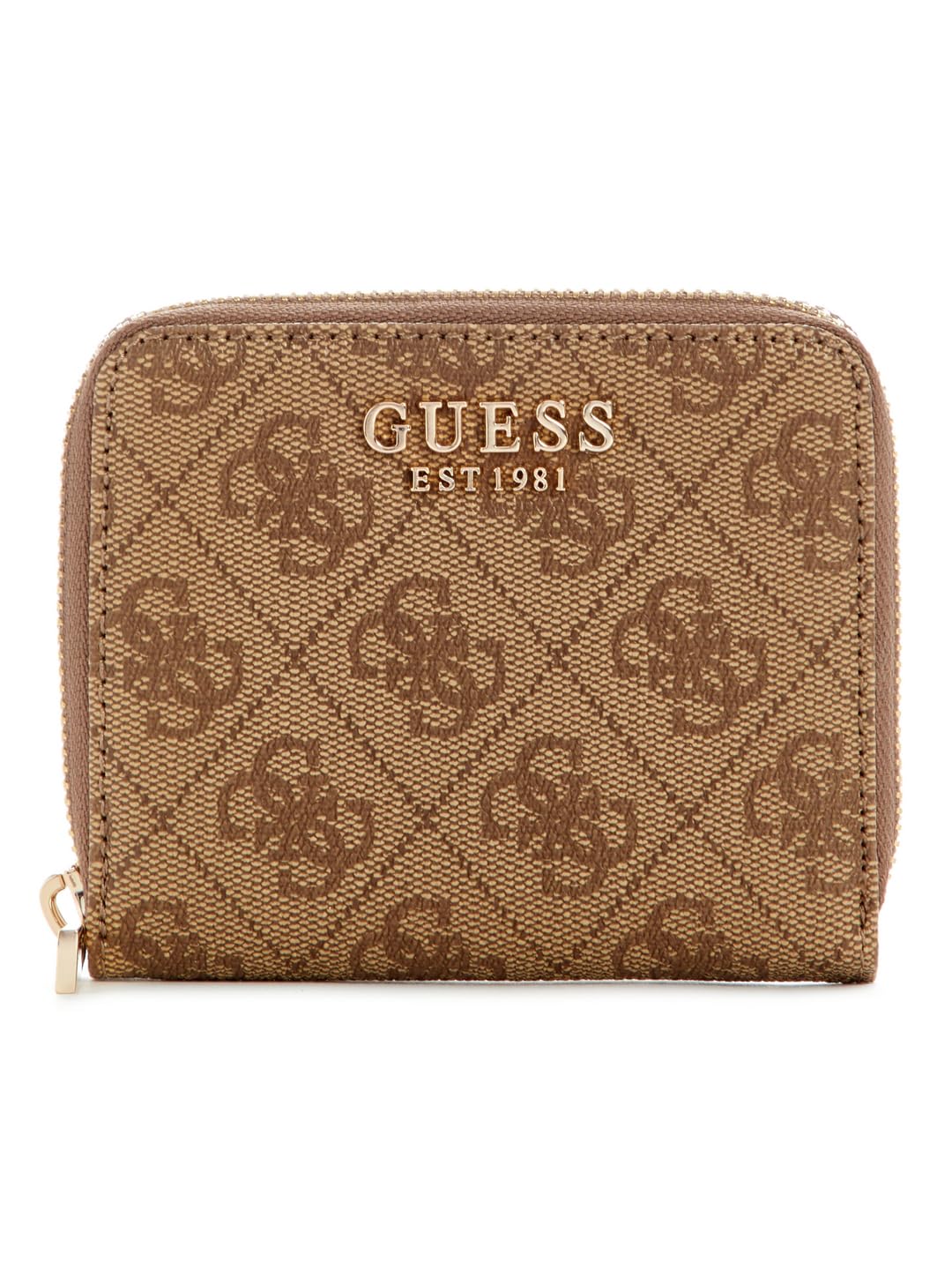 GUESS purse Laurel II SLG Small Zip Around Wallet Latte Logo