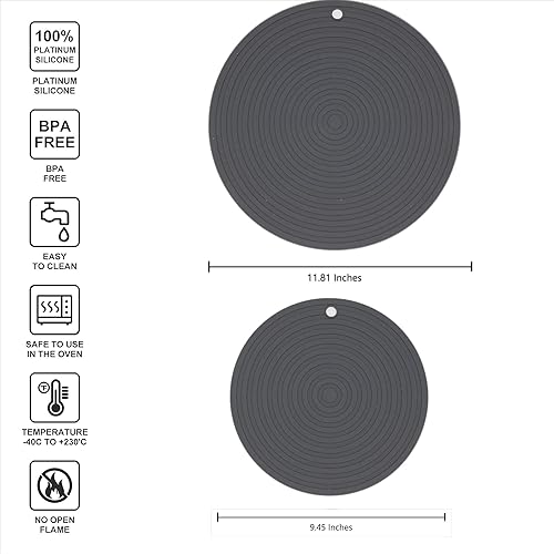 Miniatura 3 de Viwehots Alfombrillas de silicona azul para ollas y sartenes calientes, resistentes al calor, almohadillas flexibles para mesa de cocina,