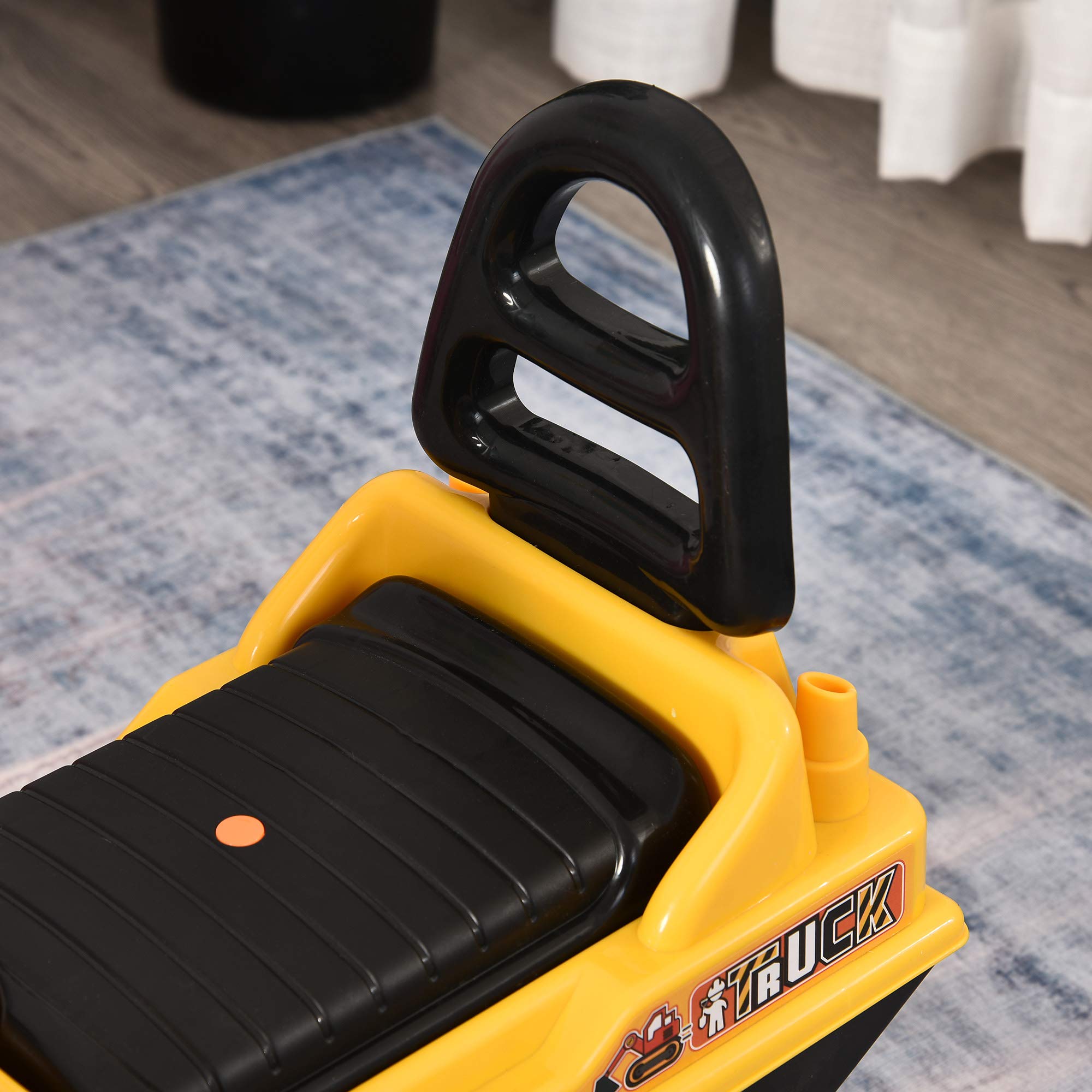 HOMCOM Porteur Enfant tractopelle 18-48 Mois Coffre klaxon Fonction pivotante Jaune