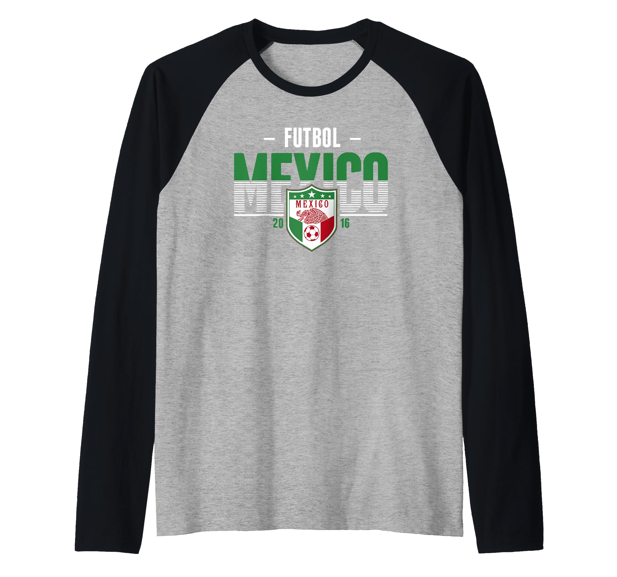 Trendy Mexico Futbol 2016 Raglan Baseball Tee, Black