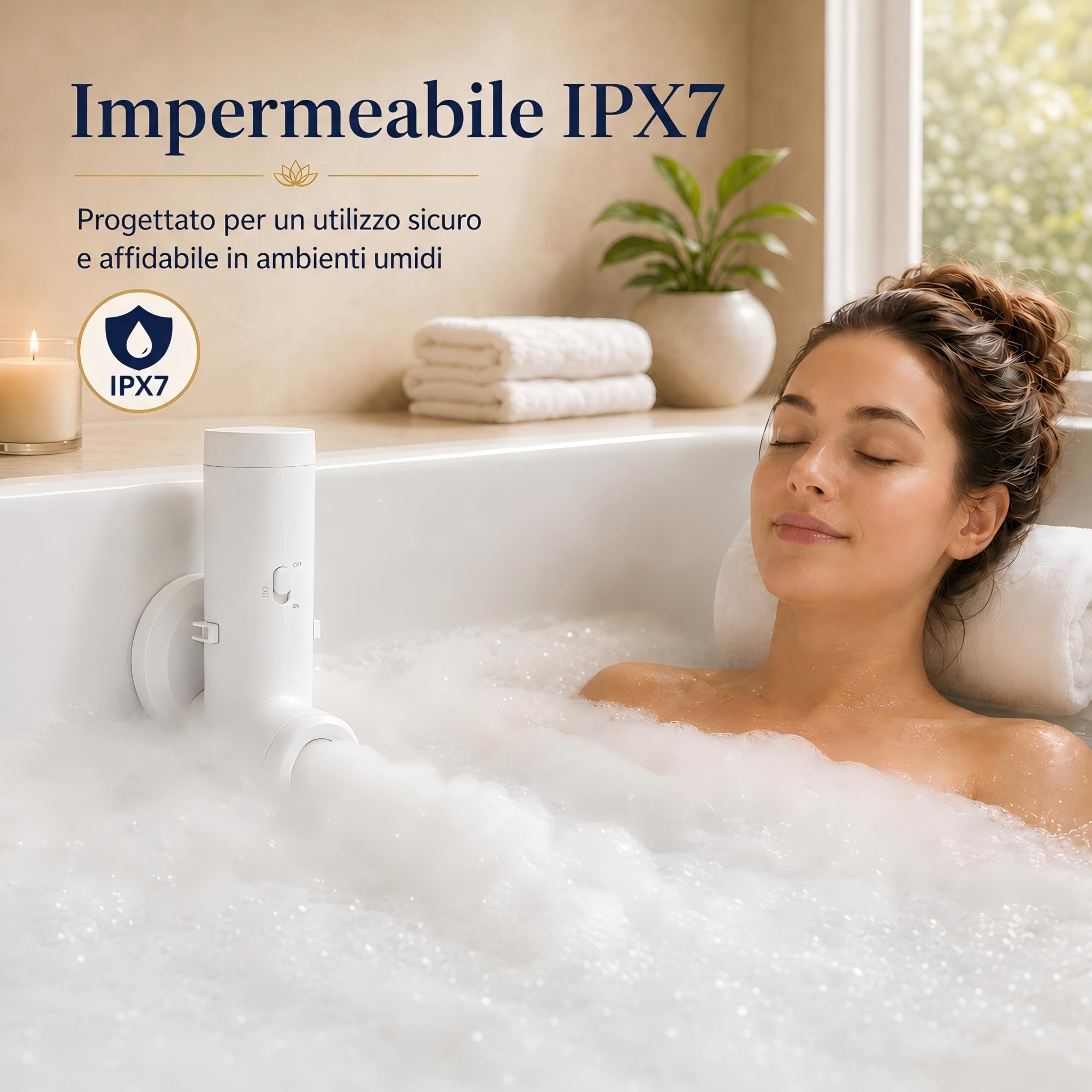 Getto Spa per Vasca, Fornisce Un'intensità di Massaggio di 65 kPa, Getto Idromassaggio Ricaricabile con Modalità Bolle, per Bagno Schiuma e Massaggio, Ideale per Relax (Bianco)