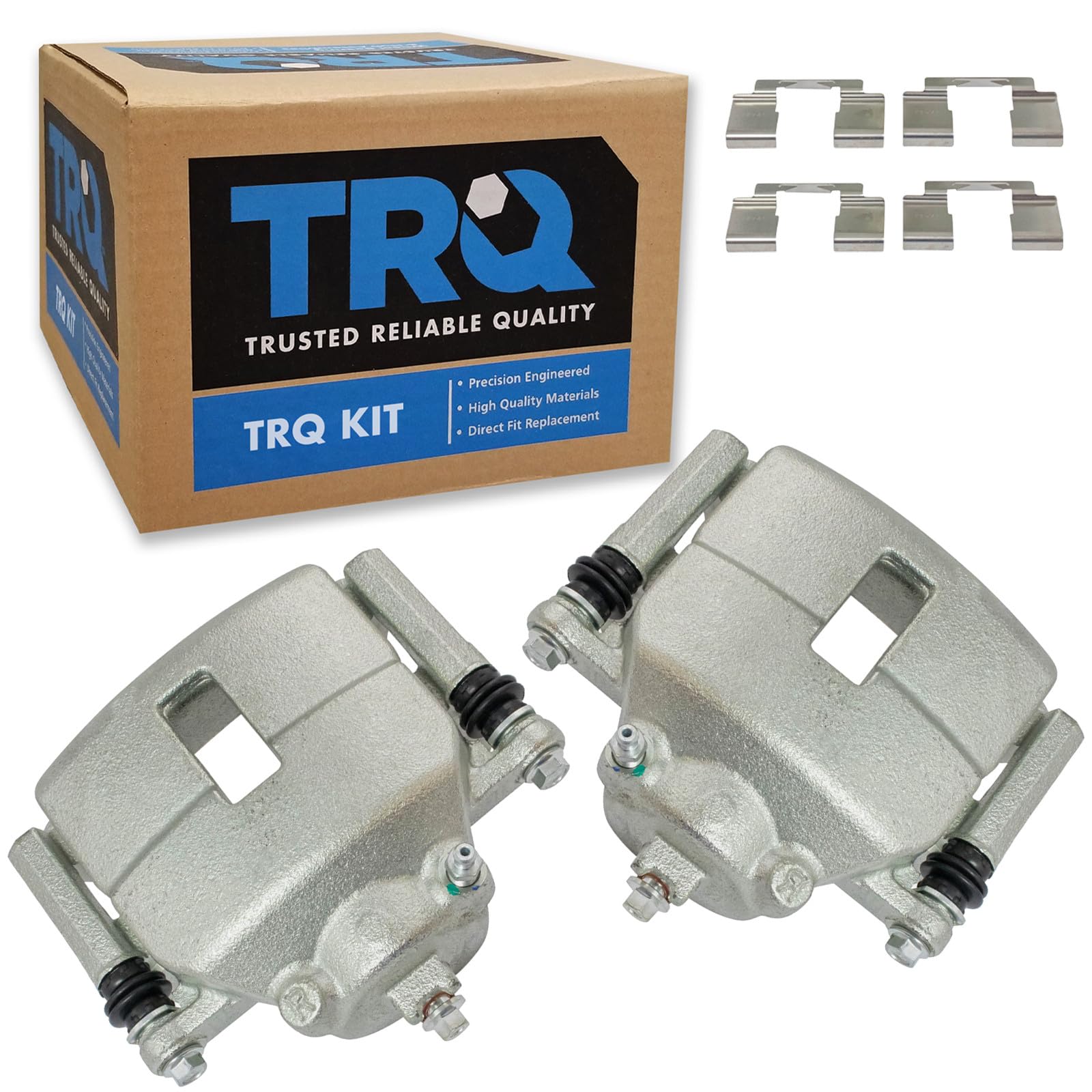 TRQ Front Brake Caliper Set Zinc Coated Brackets Hardware Compatible with 2001-2010 Chrysler PT Cruiser