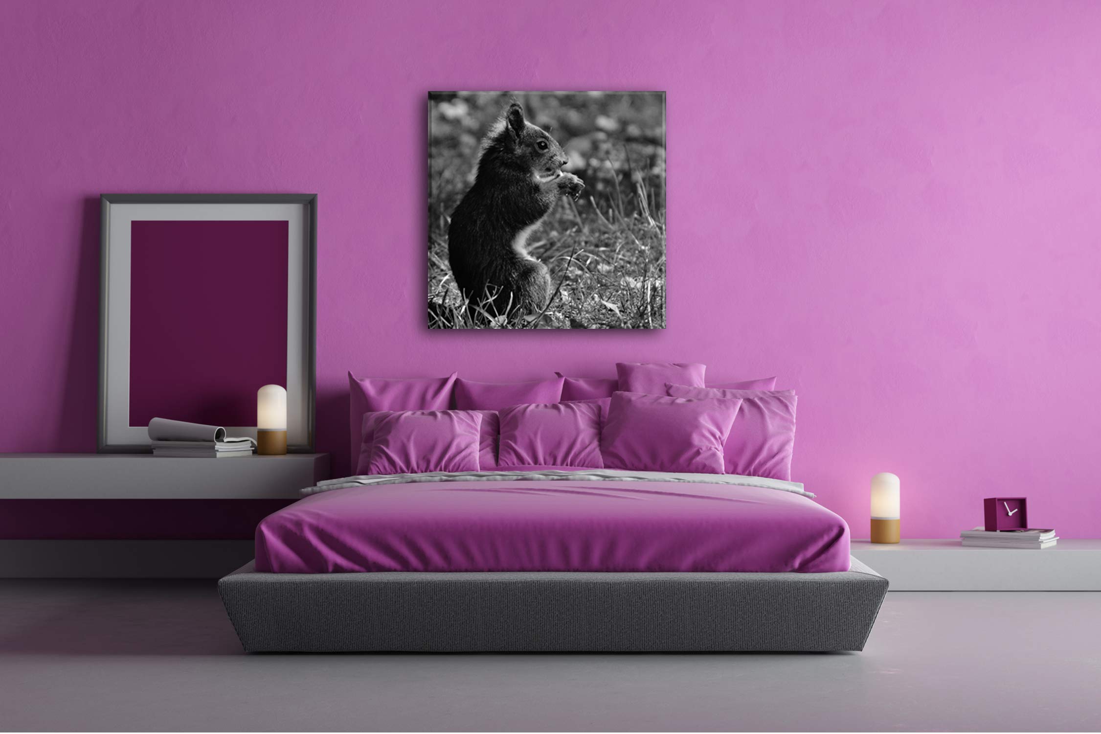 Joli écureuil en Bois véritable avec Cadre, Pas de Poster ou de Plaque, 60 x 60