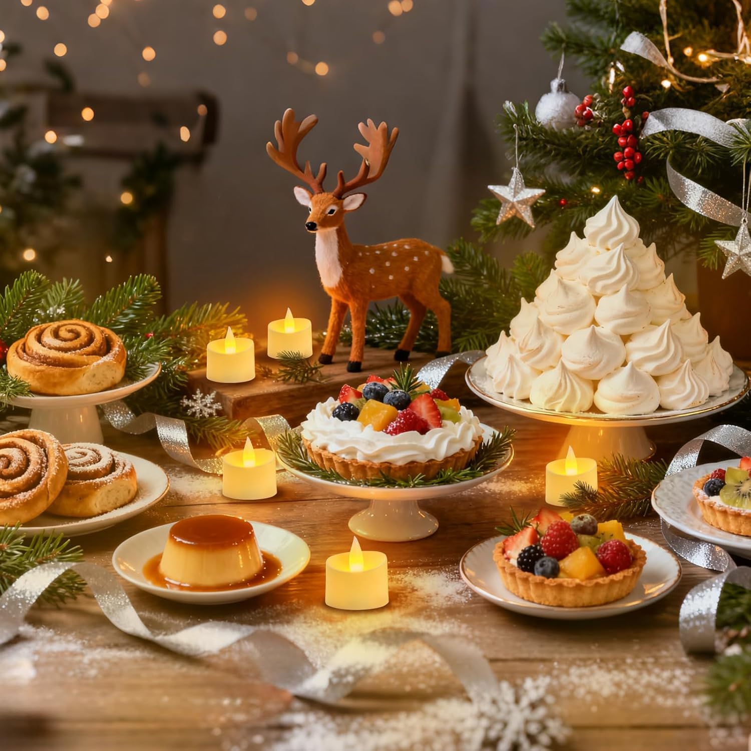 24-Pack Realistic Flameless Tea Lights, Patented Dual-LED Tech (Steady + Flicker) - Battery Operated Warm Yellow Votives for Wedding, Valentine, Home Decor (Ivory Base, 24 Pack) - Image 5