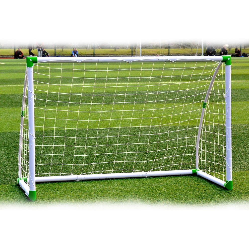 Nonrahy Soccer Goal Training Set with Net Buckles Ground Nail Football Sports - White & Green