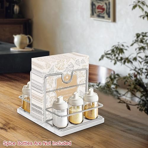 Miniatura 6 de Livabber Servilletero, servilletero de metal con salero y pimentero, dispensador moderno de servilletas para mesa de cocina, no incluye saleros y