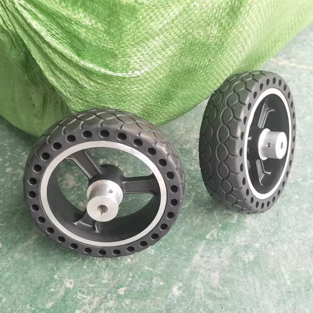 Ruota solida da 14,5 cm con bordo in lega di alluminio per sistema di guida per veicoli robotici e logistici, finitura nera, battistrada 145 x 45 mm (8 mm)
