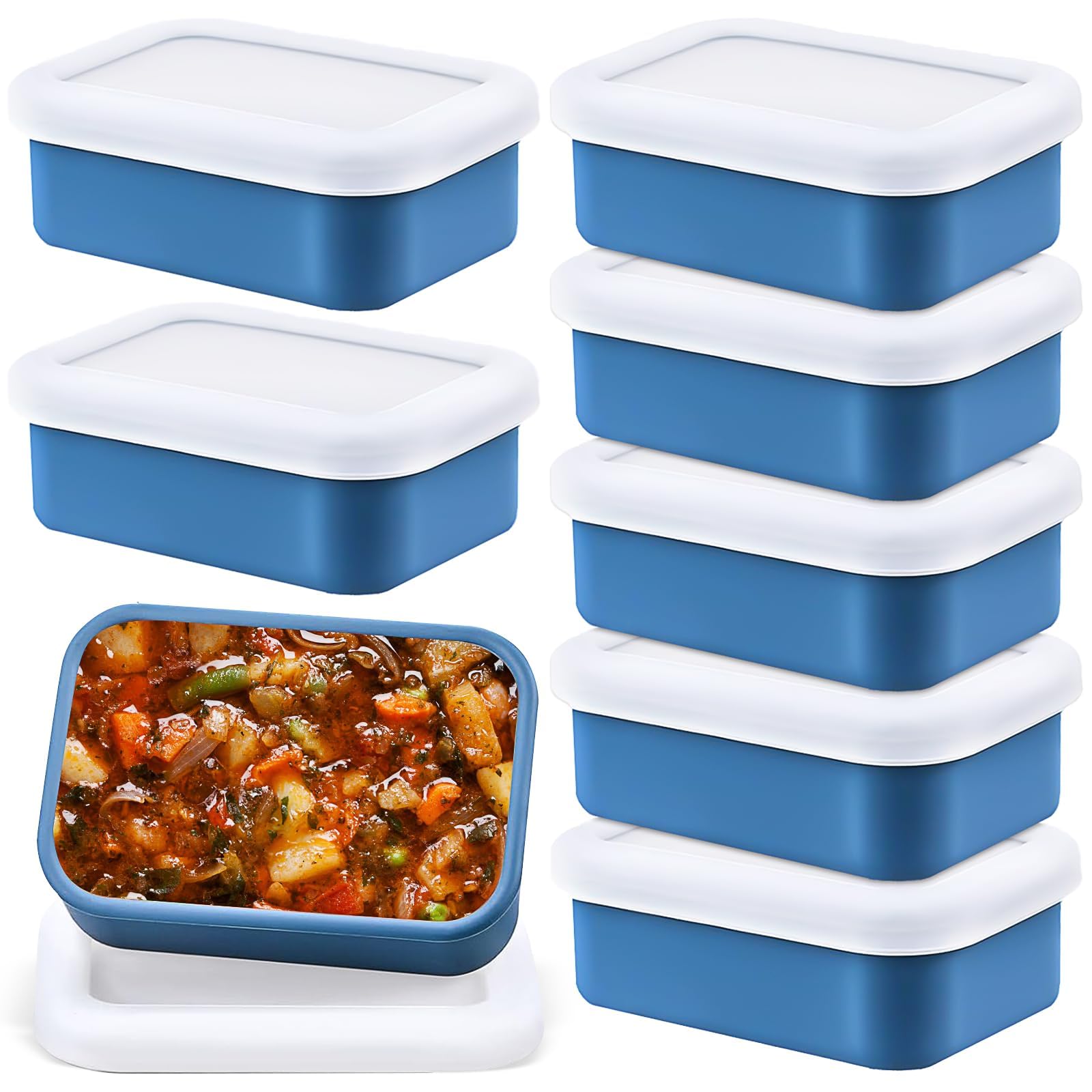 8 Pcs 250 ml Silicone Freezer Containers with Lid, 1 Cup Freezer Trays