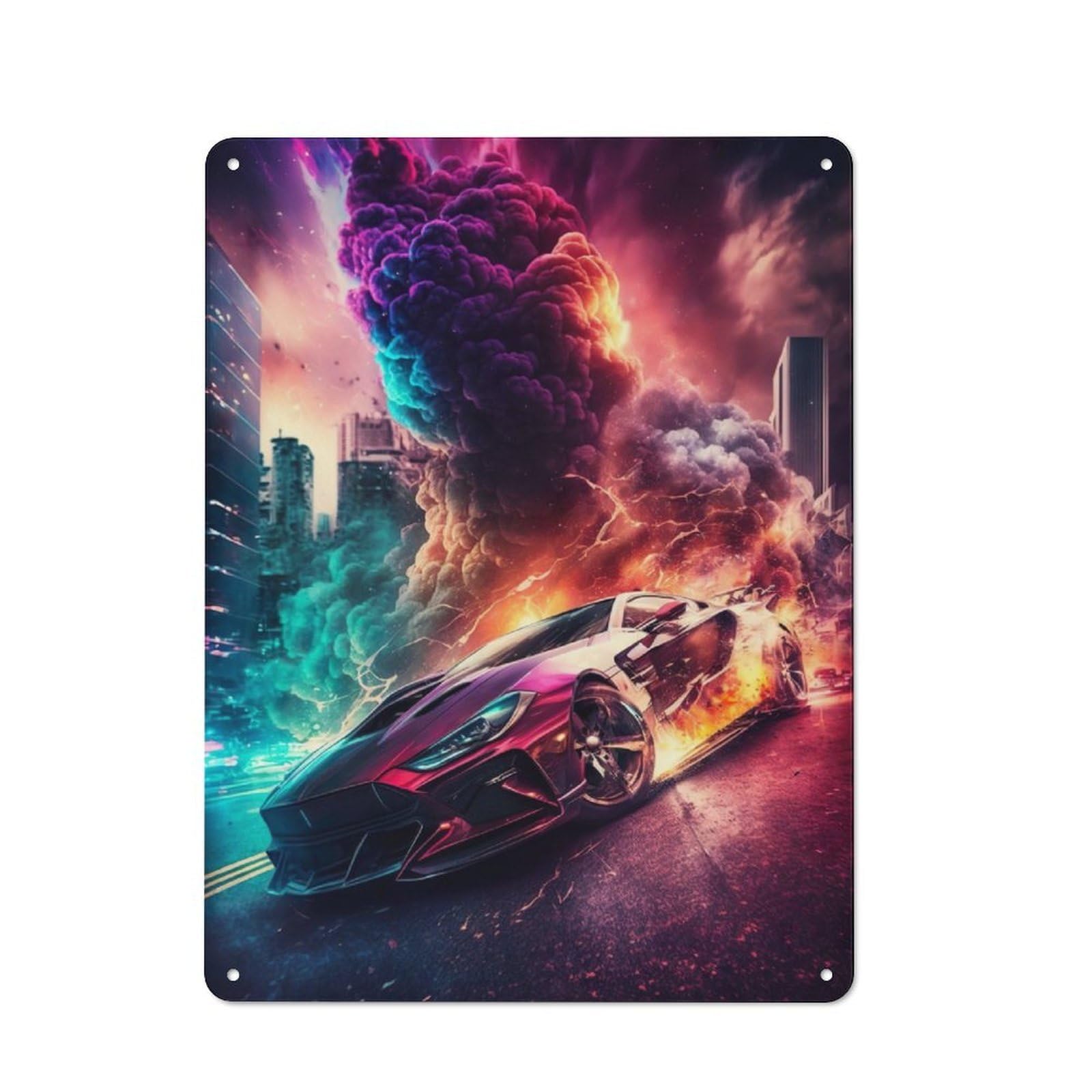Junmoney Vibrant Hurricane Car Industrial Tin Wall Sign 40X30cm Featuring Urban Room Decor For Workspace, Cafe, Hallway Or Garage