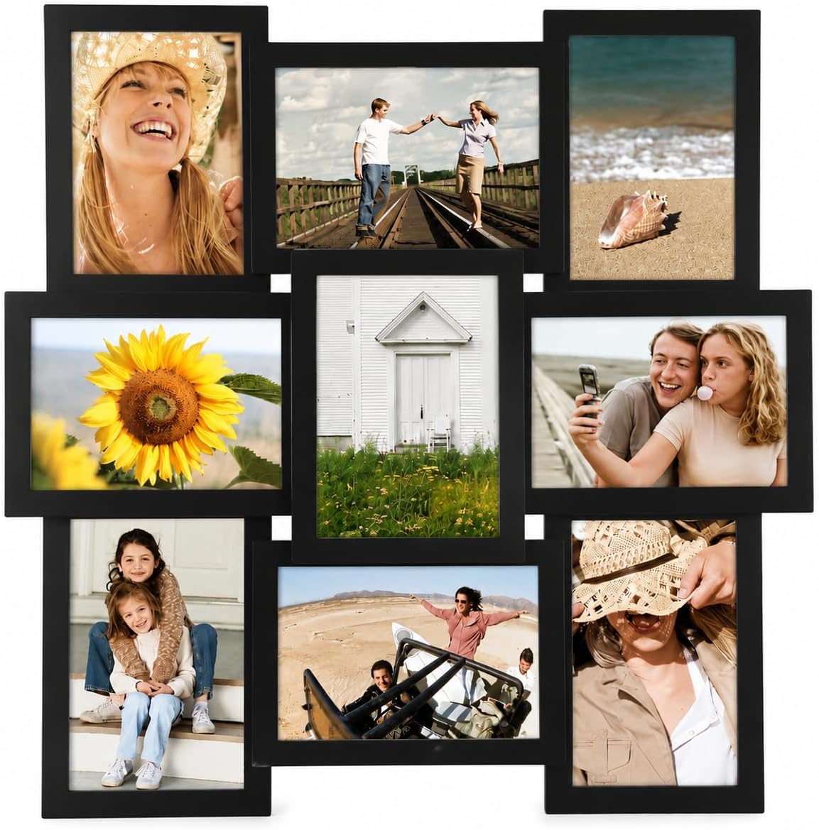Malden International Designs 5 x 7 9-Opening Dimensional Collage Photo Wall Frame, Black