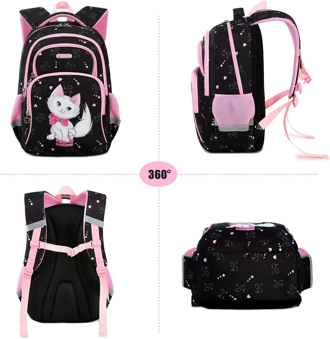 Cusangel Cute Cat Backpack for Girls Kawaii Backpack for Preschool Elementary Kindergarten,Large Capacity,16 Inch - Image 7