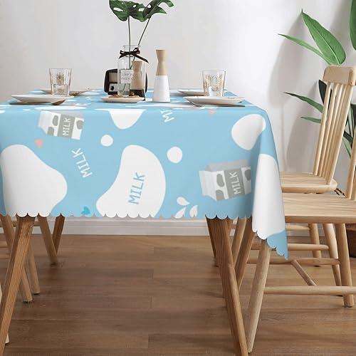 Miniatura 2 de Aimeryup Mantel rectangular de dibujos animados con vaca lechera, mantel rectangular impermeable para mesas rectangulares de 6 pies, manteles de