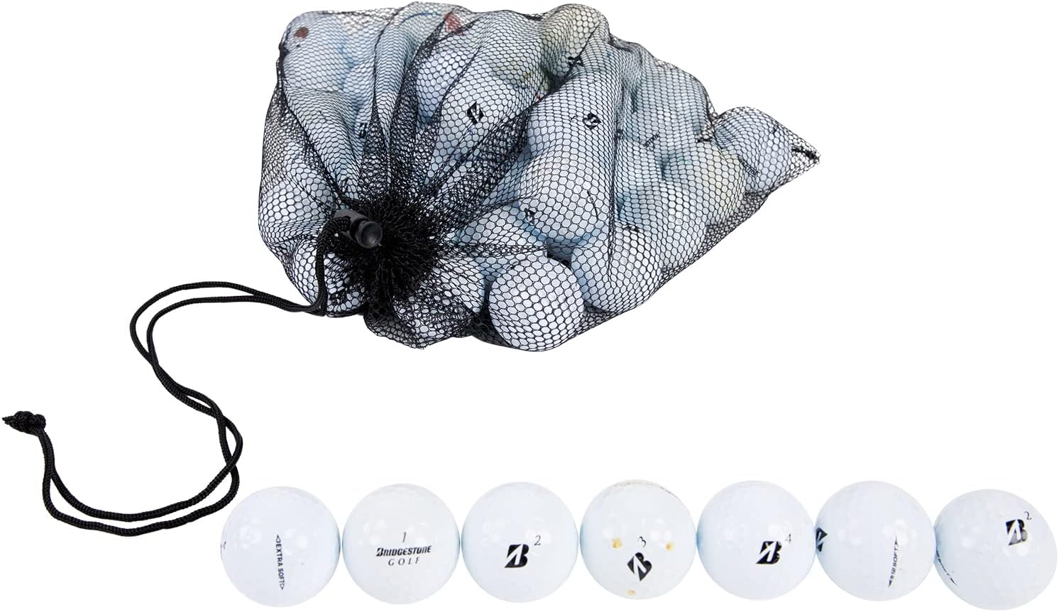 Clean Green Golf Balls 48 Pack of Recycled Golf Balls for Bridgestone Golf Balls - Good Condition Used Golf Balls Recycled - Includes 48 Golf Balls and Mesh Carrying Bag