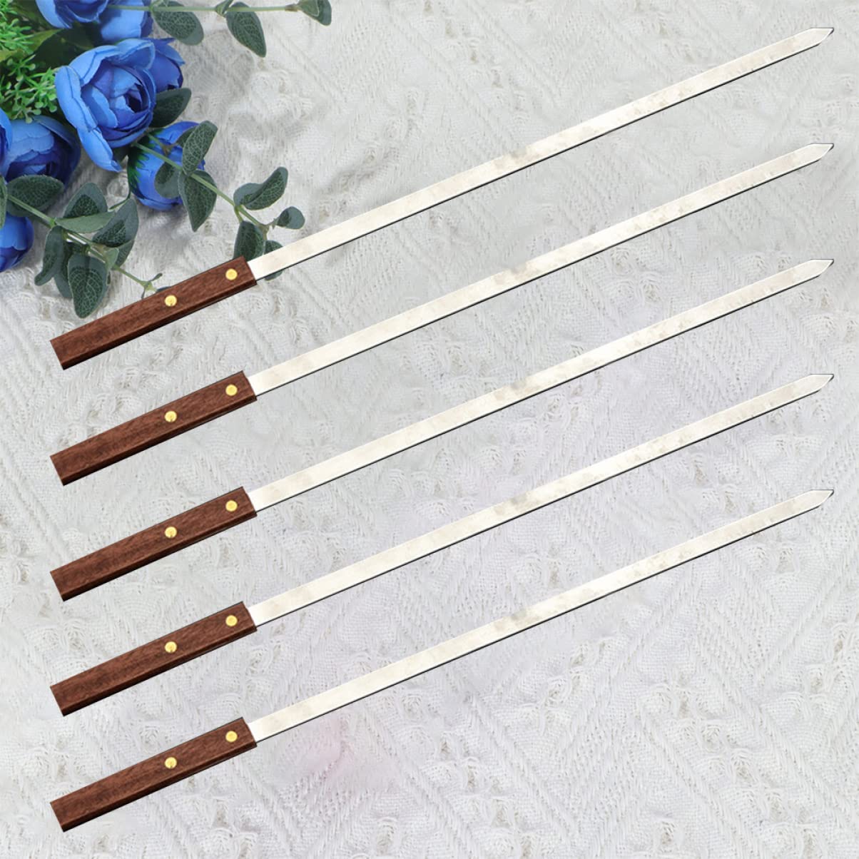 5 pezzi bastoncini per grigliare spiedini per grigliare in metallo carne gamberetti grigliare spiedini per kabob spiedini per grigliare spiedini per grigliare barbecuecarne bastoncino spiedino per b