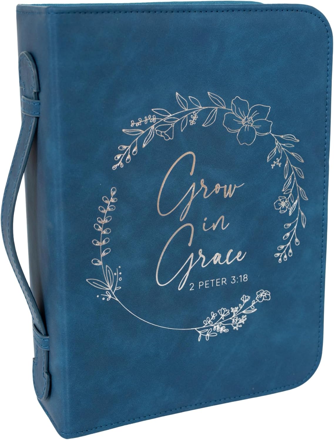 Bible Cover Case for Women - Minimalist Design Debossed Bible Case, Large Bible Covers for Women – Bible Accessories (NavySilver)