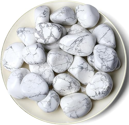 Miniatura 3 de QINJIEJIE Piedras pulidas de howlita blanca, cristales caídos, piedras preciosas a granel, piedras curativas de cuarzo, juego de rocas decorativas,