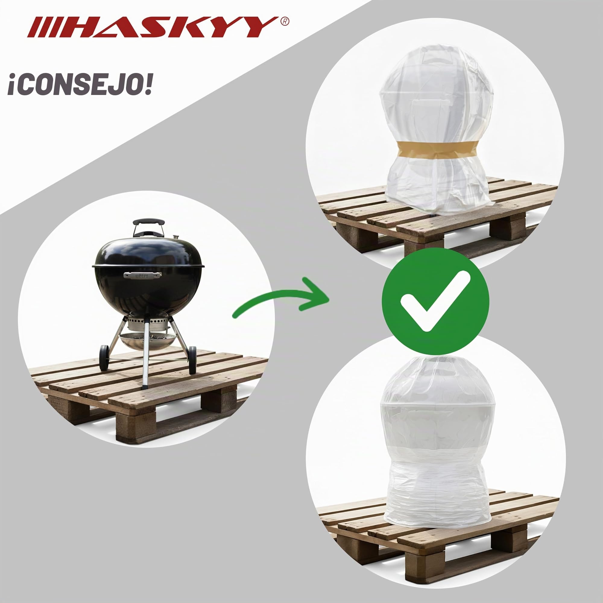 HASKYY Funda protectora para palets 10x Funda protectora 180 x 90 x 130 cm Cubierta para muebles de palets Funda protectora de palets Cubierta para muebles de jardín PE 50μm Resistente a UV BLANCO