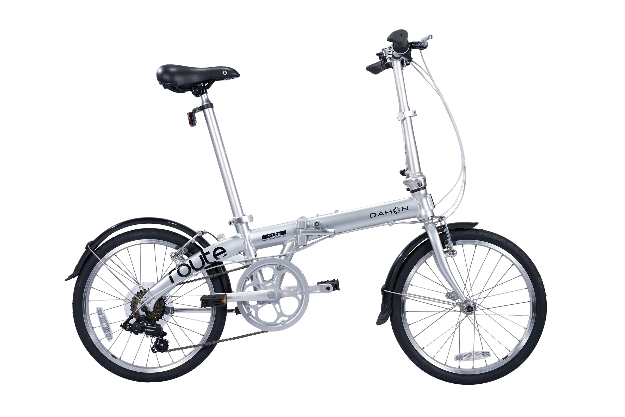 DAHON Route Klappfahrrad Erwachsene 20 Zoll Faltrad mit 7 Gang Schaltung, Leichter Aluminiumrahmen, Faltbares Citybike für Pendler und Reisen Silber Sport & Freizeit