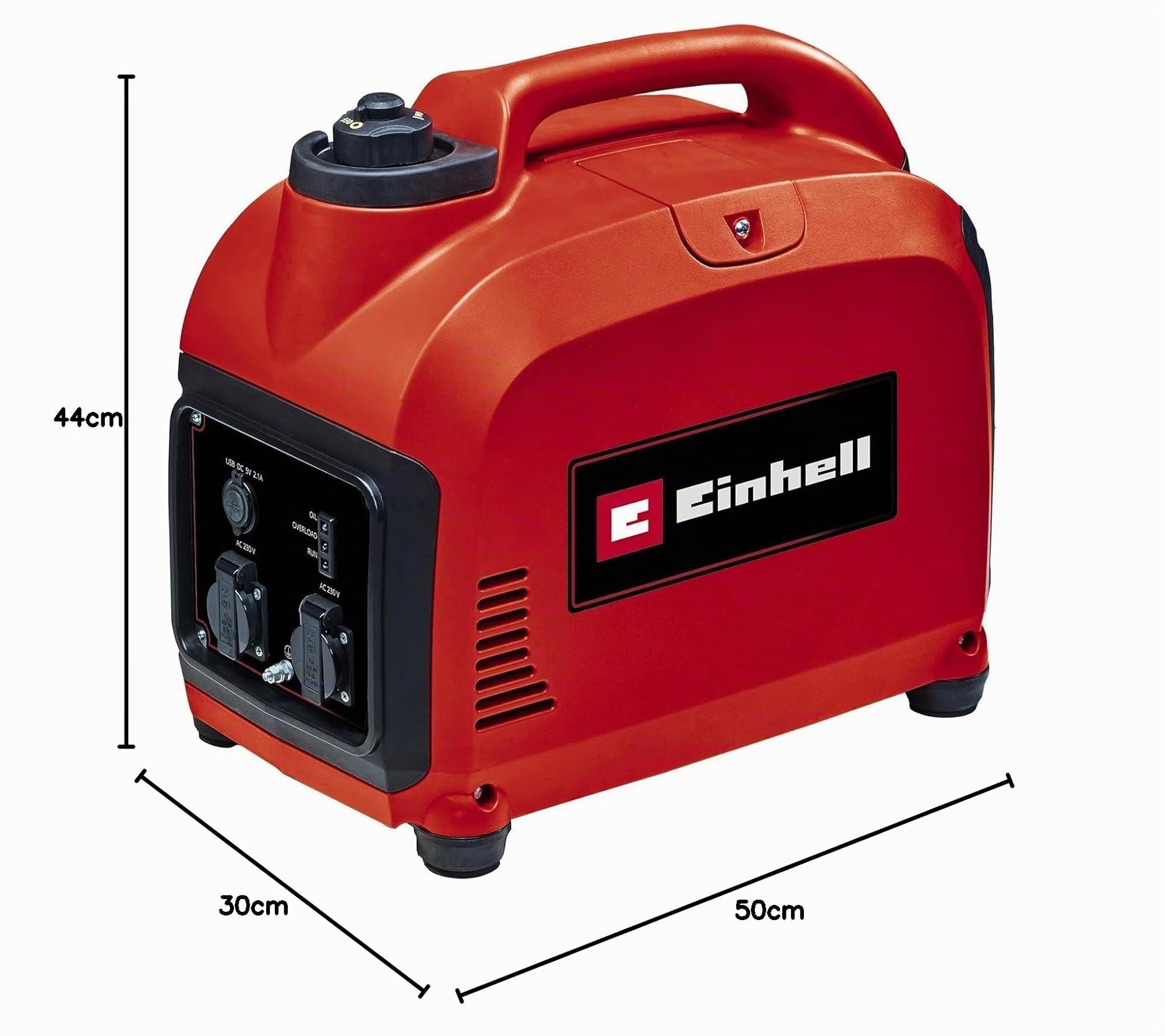 Einhell TC-IG 2000 Generatore di corrente INVERTER (benzina, motore 4 tempi con inverter, potenza max 2000 W, 2 prese da 230 V, serbatoio 4l, incl. voltmetro, funzione AVR) Black/Red