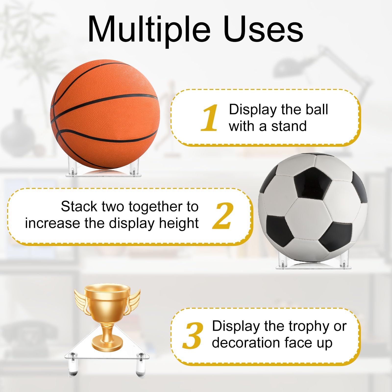 Bewudy Pallacanestro e calcio supporto antiscivolo per palloni sportivi mensola trasparente per pallacanestro calcio pallavolo