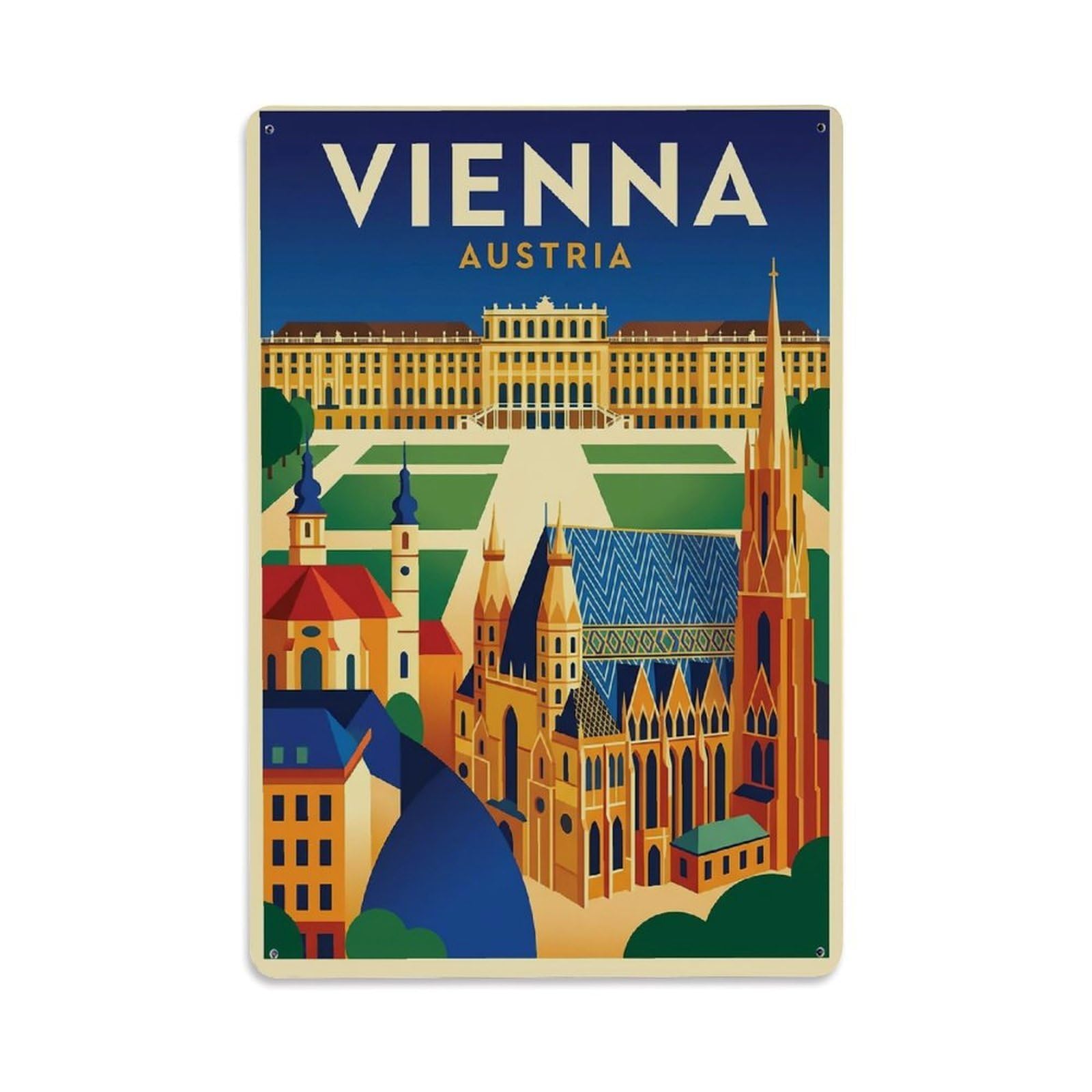 Vintage Travel Austria Vienna Metal Tin Sign