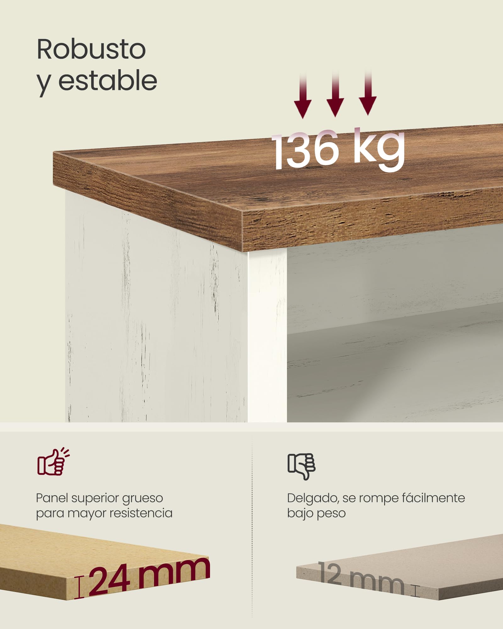 VASAGLE Banco Zapatero, Zapatero con Asiento, 6 Compartimientos, Estantes Ajustables, para Entrada, Sala de Estar, 29,5 x 100 x 50 cm, Blanco Rústico y Marrón Miel LSB036W02