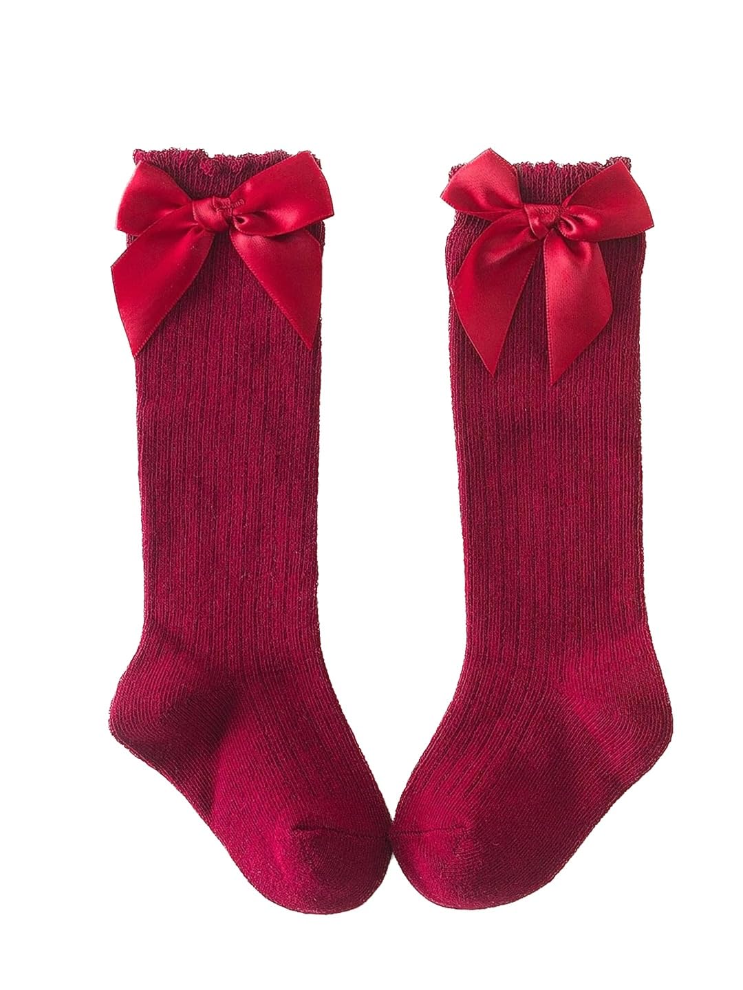 El RegaloCotton Girls Maroon Solid Calf-Length Socks, Casual
