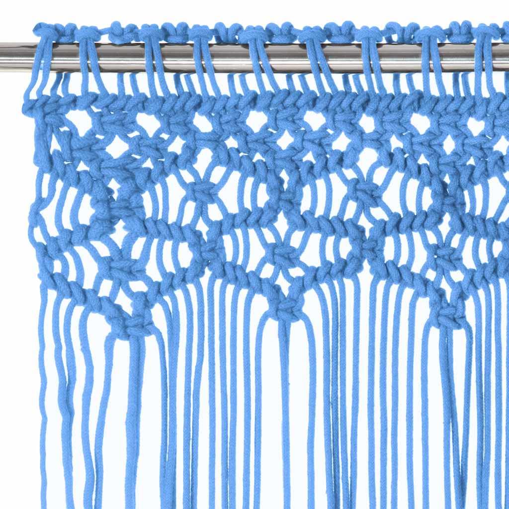 Rideau en Macramé pour Porte Fenêtre Tapisserie Murale 140x240cm | Bleu, Tapisserie de Fenêtre en Coton Tissé à la Main, Tenture Murale, Séparateur de Pièce, Fond de Mariage, Salon