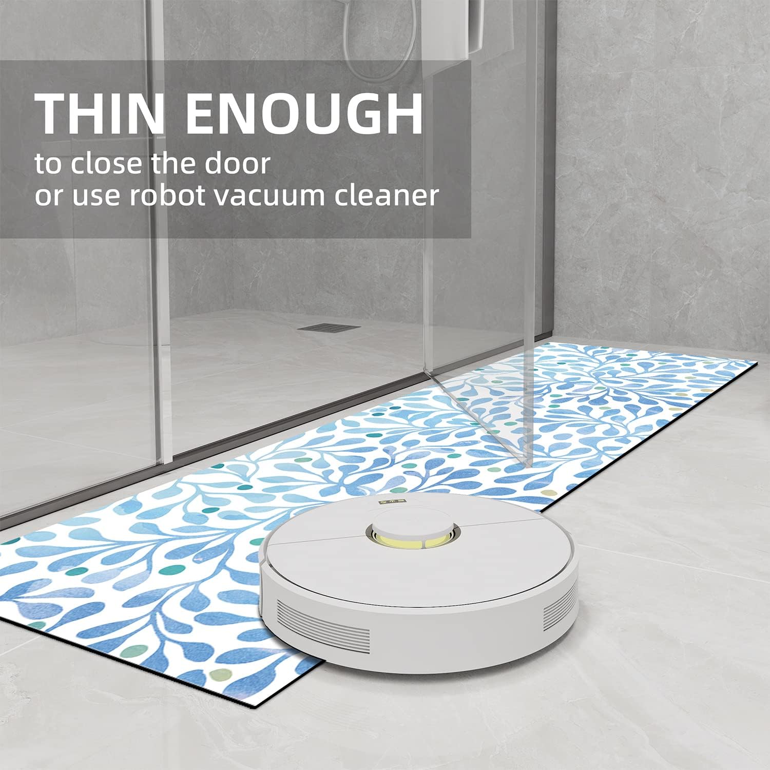 YIHOUSE Thin Bath Mat Super Absorbent Quick Dry Thin Bathroom Rugs Fit Under Door, Non Slip Rubber Backed Mat Washable Bathroom Floor Mats for Shower Room, Sink -17 x 59