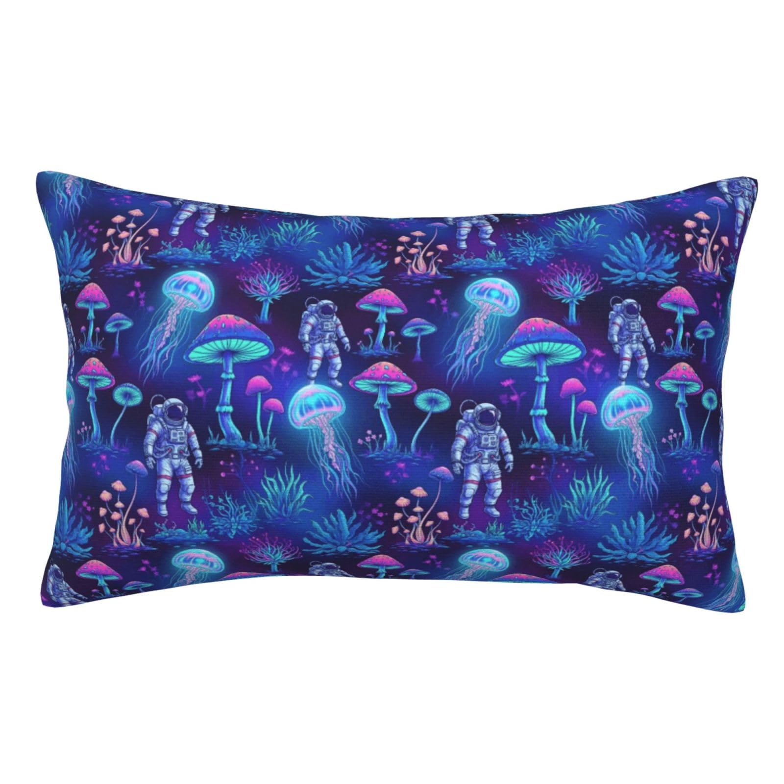 Zippered Velvet Queen Pillowcases Compatible with Cool Jellyfish and Skull, Soft and Cozy Luxury Fuzzy Flannel Pillow Cases with Zipper, 20x30 Inches