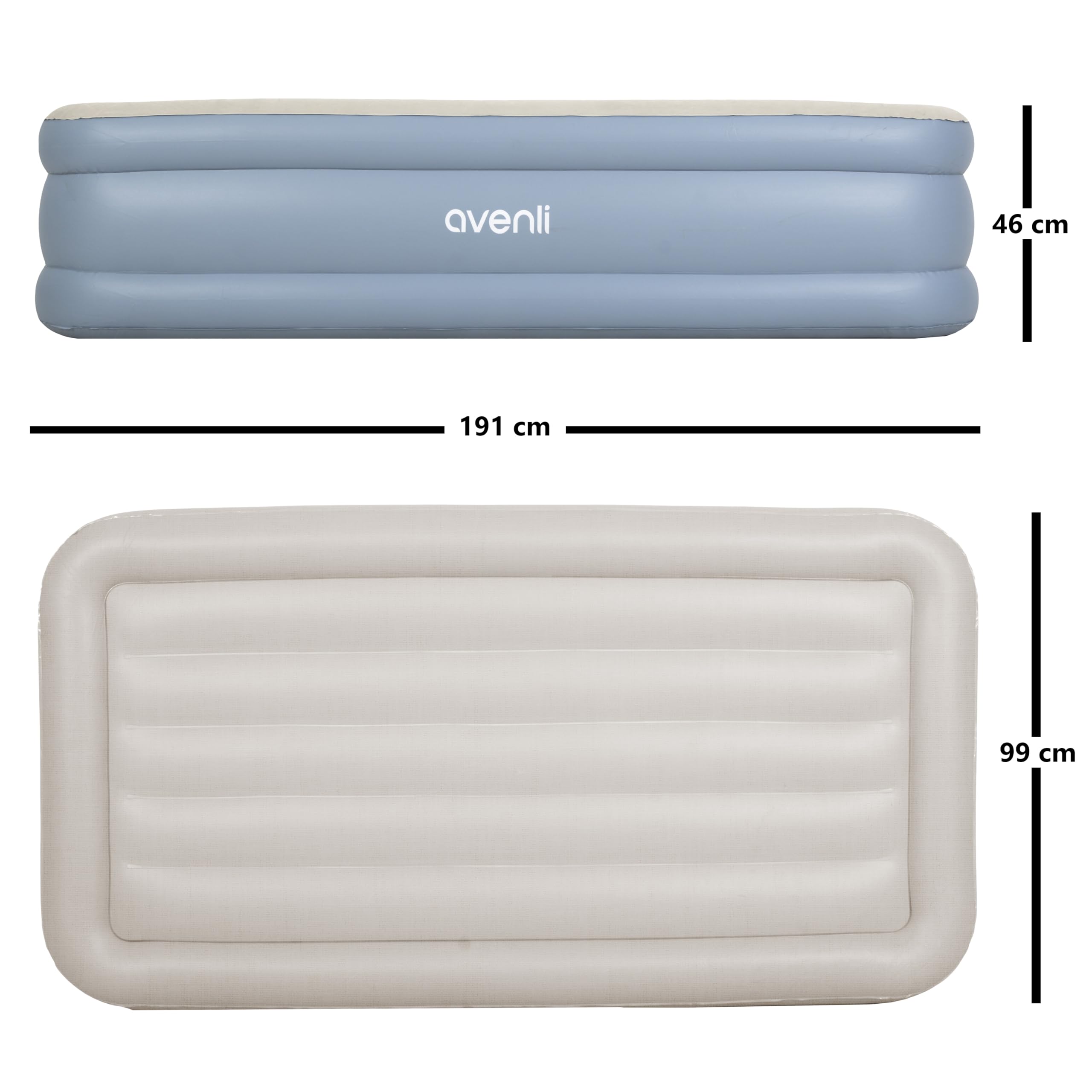 AVENLI Luftmatratze selbstaufblasend Twin-Size 191x99x46 cm, 1 Person, I-Beam, selbstaufblasend, bis 100 kg, grau, Camping Gästebett Outdoor – aufblasbare Matratze für 1 Person