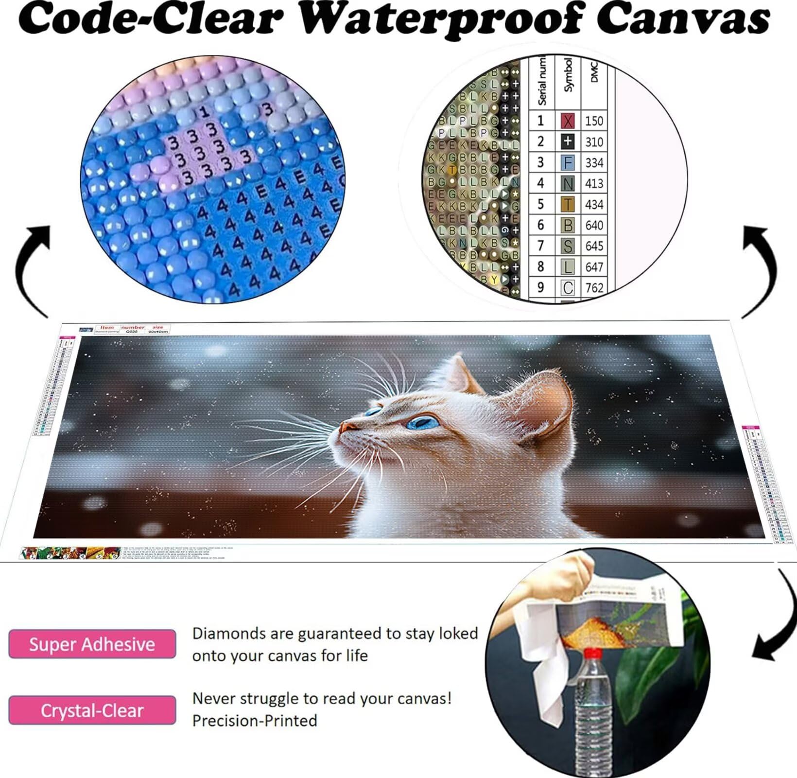 Diamond Painting per Adulti, Animali Grande Misura XXL Pittura con Diamanti per Adulti, Arte con Strass, Gatto Principianti Diamond Painting Kit Completo Set,Decorazione Regalo Donna 70x140cm J0K-889