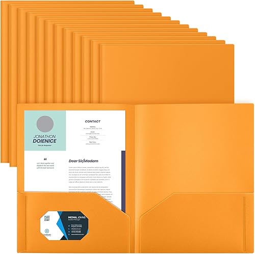 Miniatura 7 de Gueevin 50 carpetas de plástico con bolsillos, carpetas de dos bolsillos para tamaño carta, carpetas escolares resistentes, soporte para tarjetas de