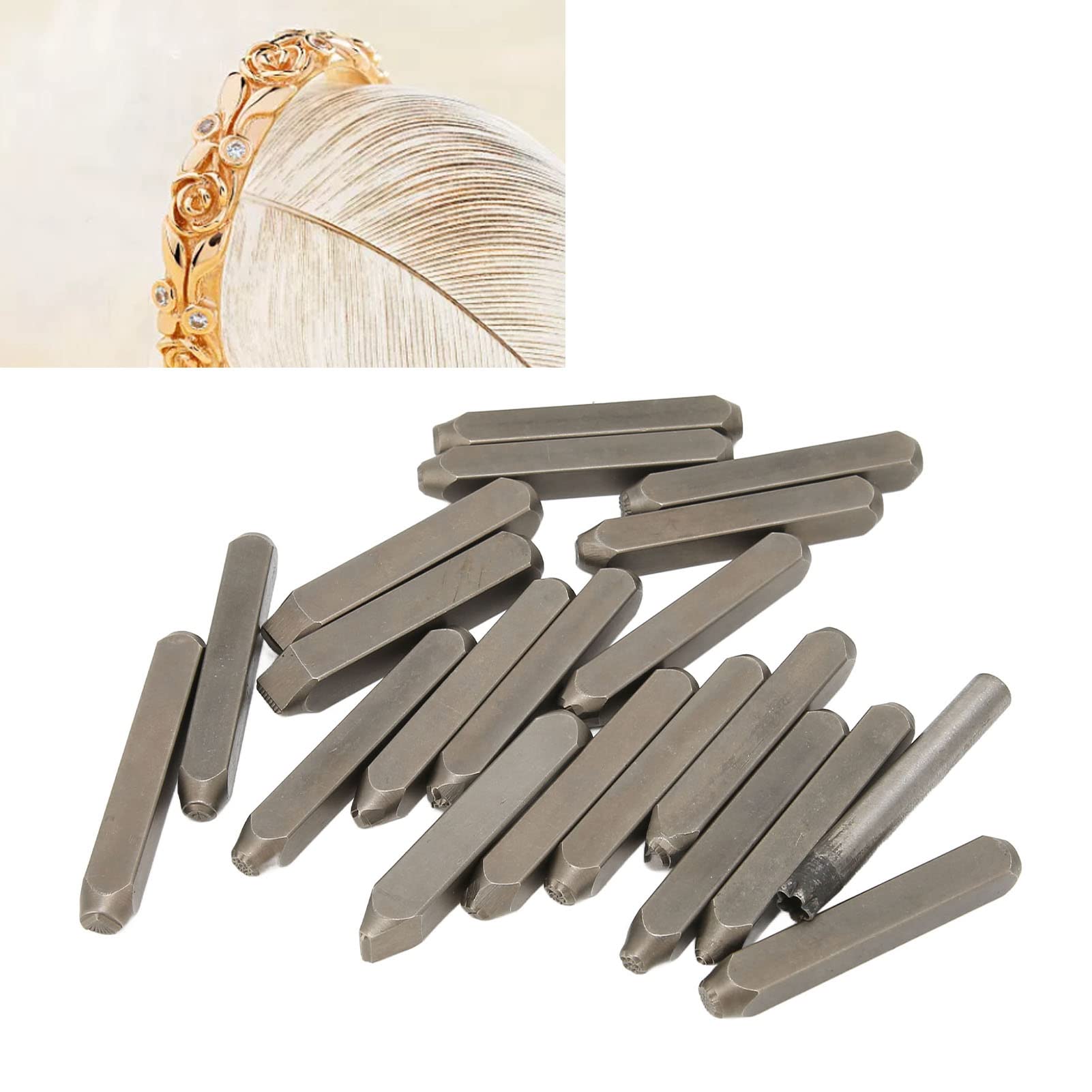 Generic Kit per Punzonatura Metallo, Set di Timbri con Motivi Diversi, 20 Pezzi, for Lavorazione Artigianale e Incisione su Metallo | Set punzoni in acciaio per incidere gioielli, chiavi e posate fai-da-te