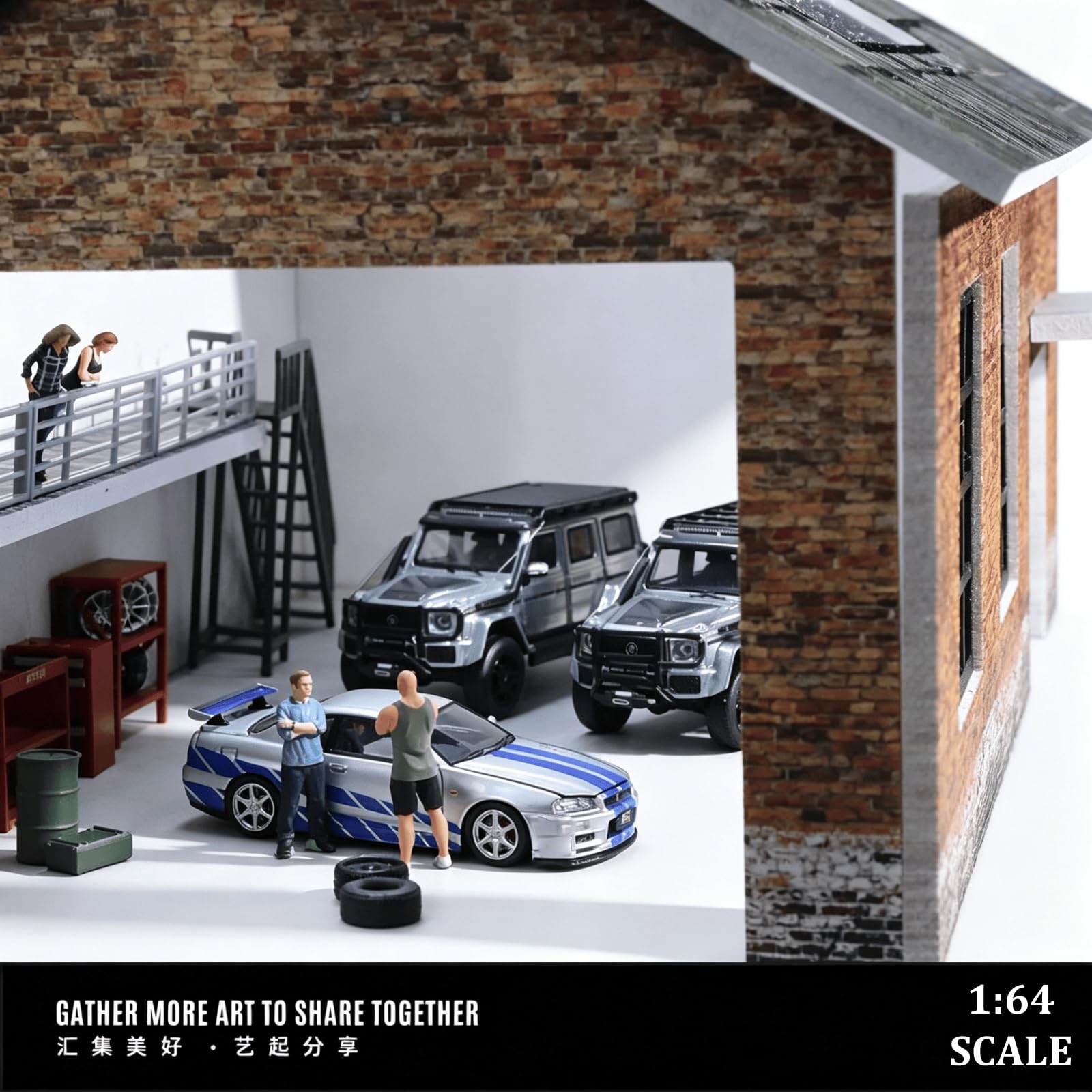 Amazon.co.jp: NUEIOVRW 1:64 ジオラマ ガレージモデル LED照明 都市