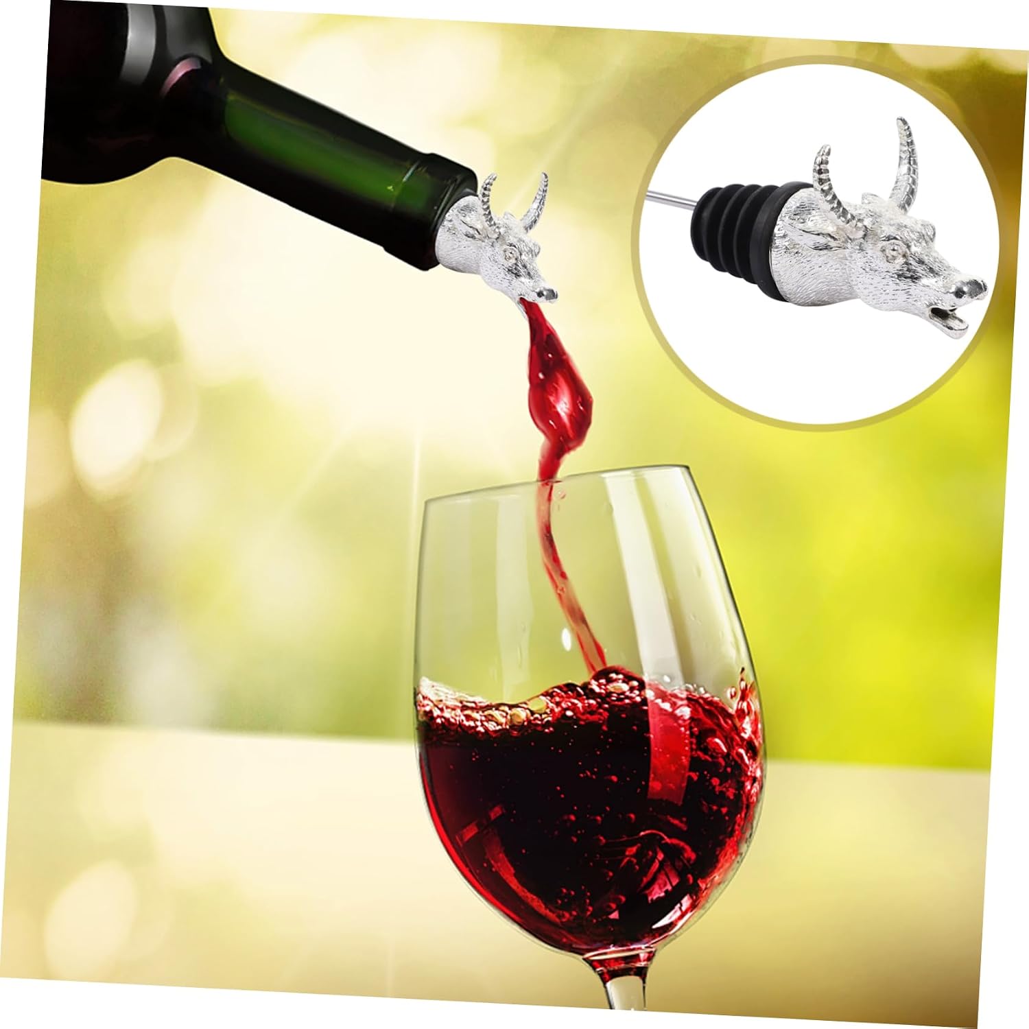 SOLUSTRE 1pc Animal Head Wine Pourer Zinc Alloy Wine Aerator Bottle Stopper Unique Design