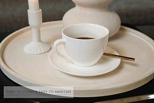 Miniatura 15 de DN Decoration - Bandeja decorativa dorada, bandeja dorada grande de 14 pulgadas, bandejas redondas de madera para decoración del hogar, bandejas