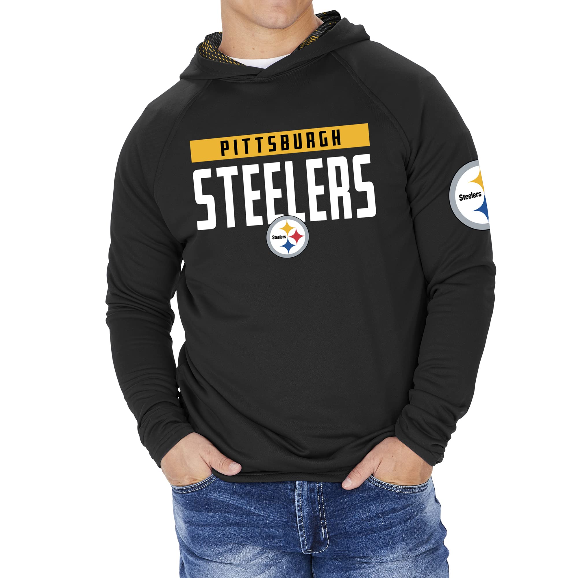 Zubaz NFL Football Men's Solid Team Hoodie with Camo Lined Hood and Sleeve Graphic — view 108