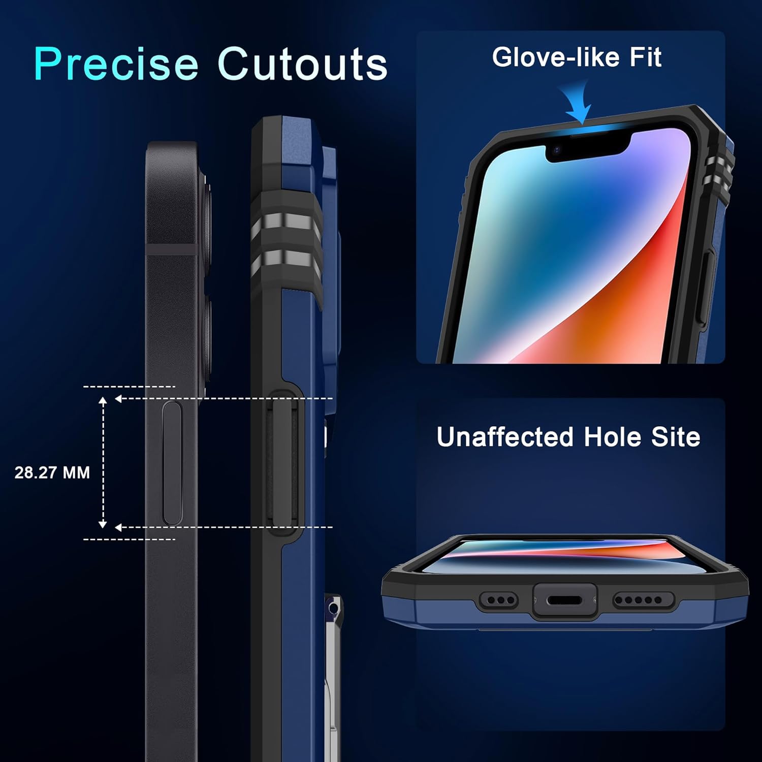 DEERLAMN Case for iPhone 14 Plus with Slide Camera Cover+Screen Protector(1 Pack), Rotated Ring Kickstand Military Grade Shockproof Protective Cover 6.7 Inch-Navy Blue - Image 7