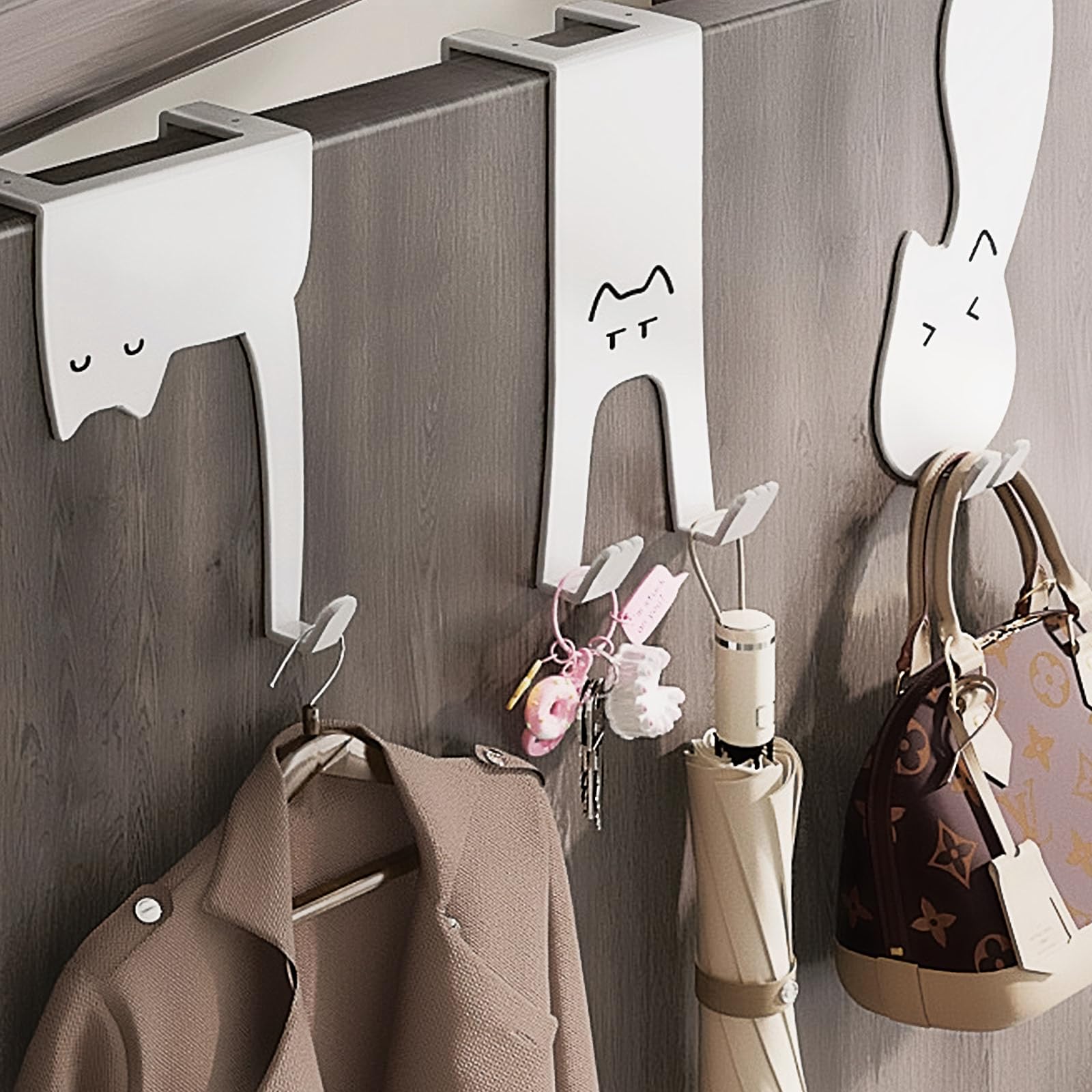 6 ganchos de metal para colgar sobre la puerta, bonitos ganchos blancos, se pueden instalar fácilmente, se utilizan para almacenar ropa, bolsos, llaves, bufandas en dormitorios, salas de