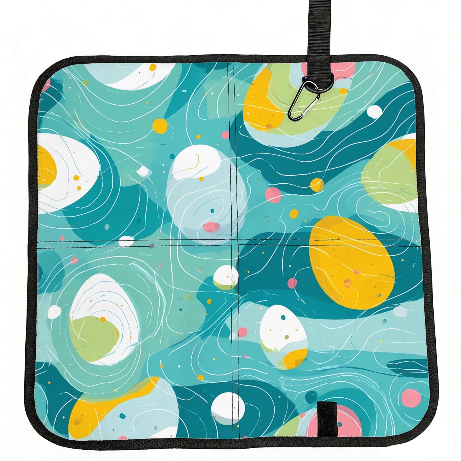 MROWYC Eggs in the pool Printed Foldable Seat Cushion - Portable with Carabiner, for Stadium, Camping, Hiking