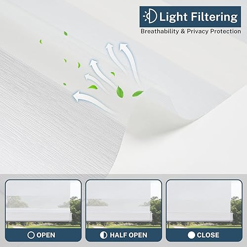 Miniatura 4 de Persianas enrollables sin cordones de cebra con doble capa, control de luz, traslúcidas y privacidad para ventanas, persianas aisladas, cortinas