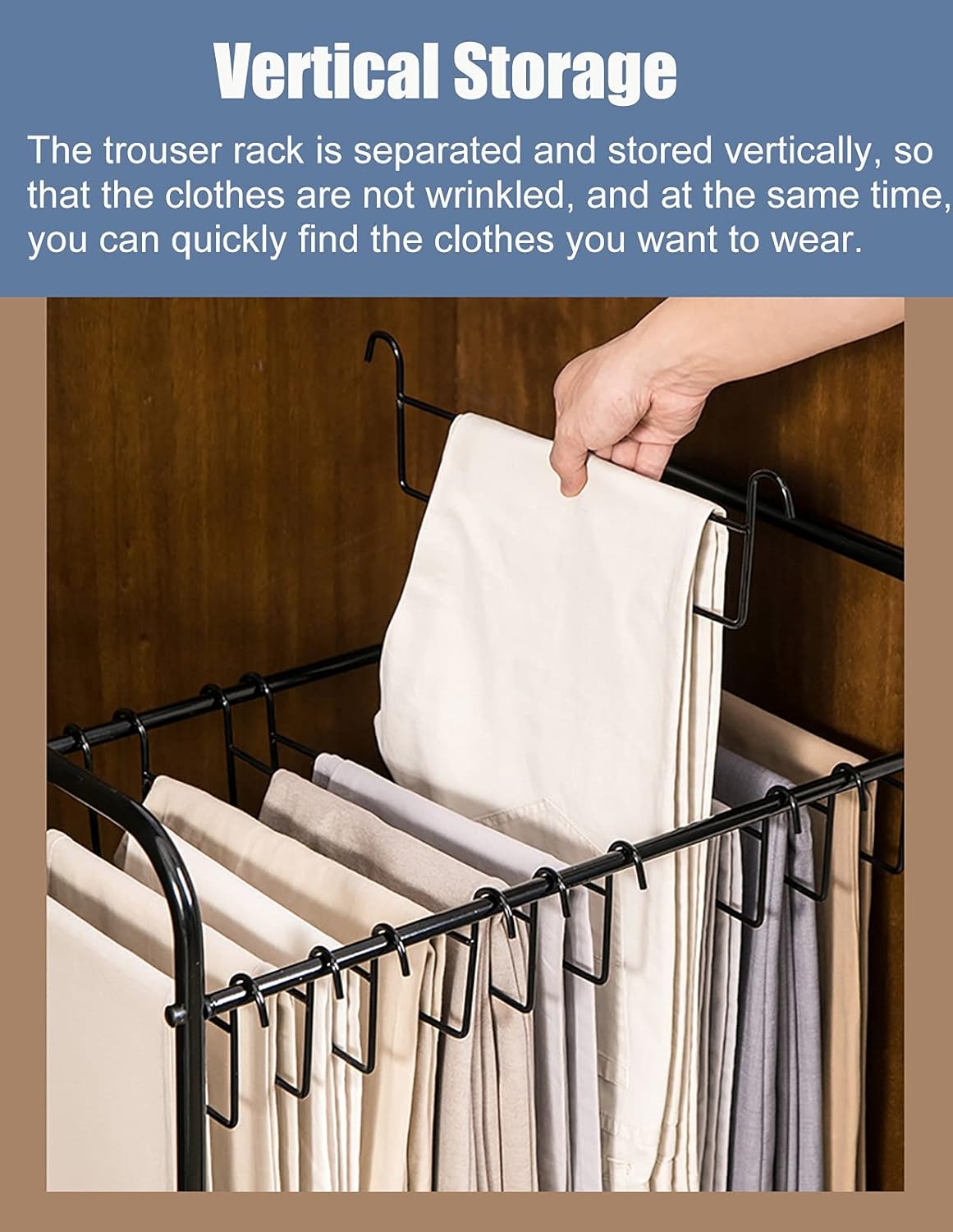 Large Capacity Movable Pants Hangers Organizer for Closet/Wardrobe,Space Saving Metal Rolling Pant Rack Trolley for Dress Jeans Skirts,20/24 Hangers,Black 24 Hangers