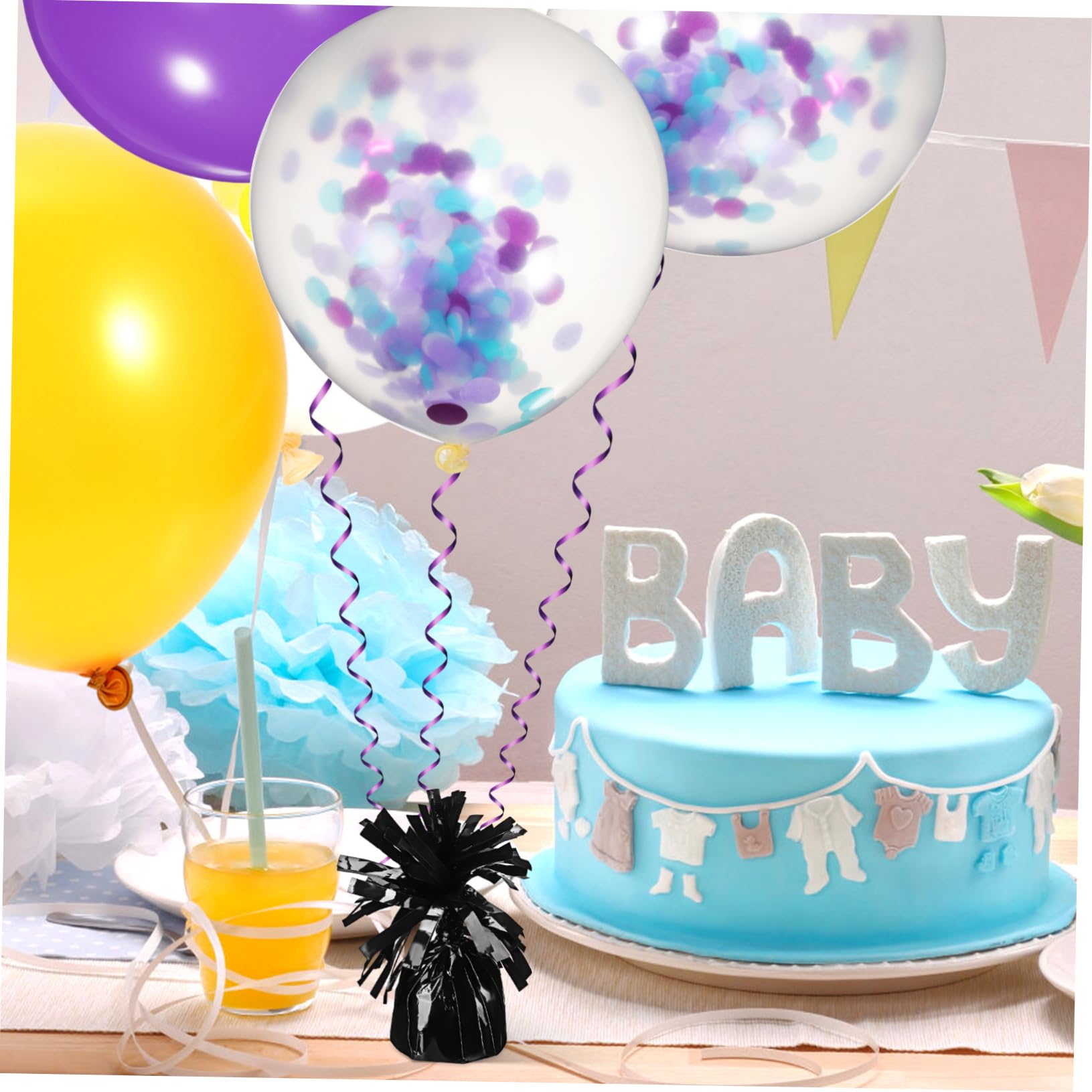 Kit de 8 Poids pour Ballons en Pet Noir Design Unique, Stable et Résistant pour Décoration de Fêtes et Mariages, Accessoires pour Couloirs et Événements