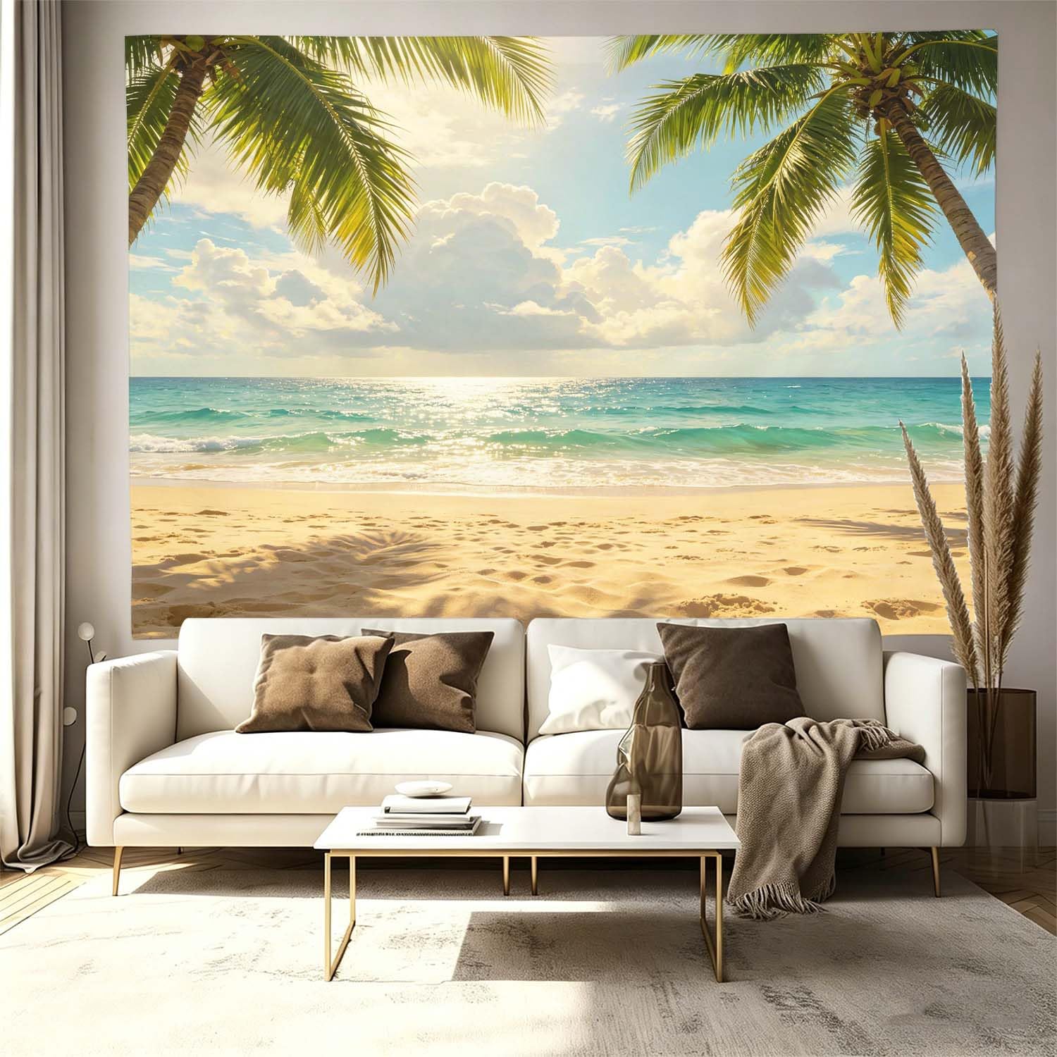Arazzo da Parete Grande 300x260 cm Spiaggia Tropicale 3D Telo da Parete