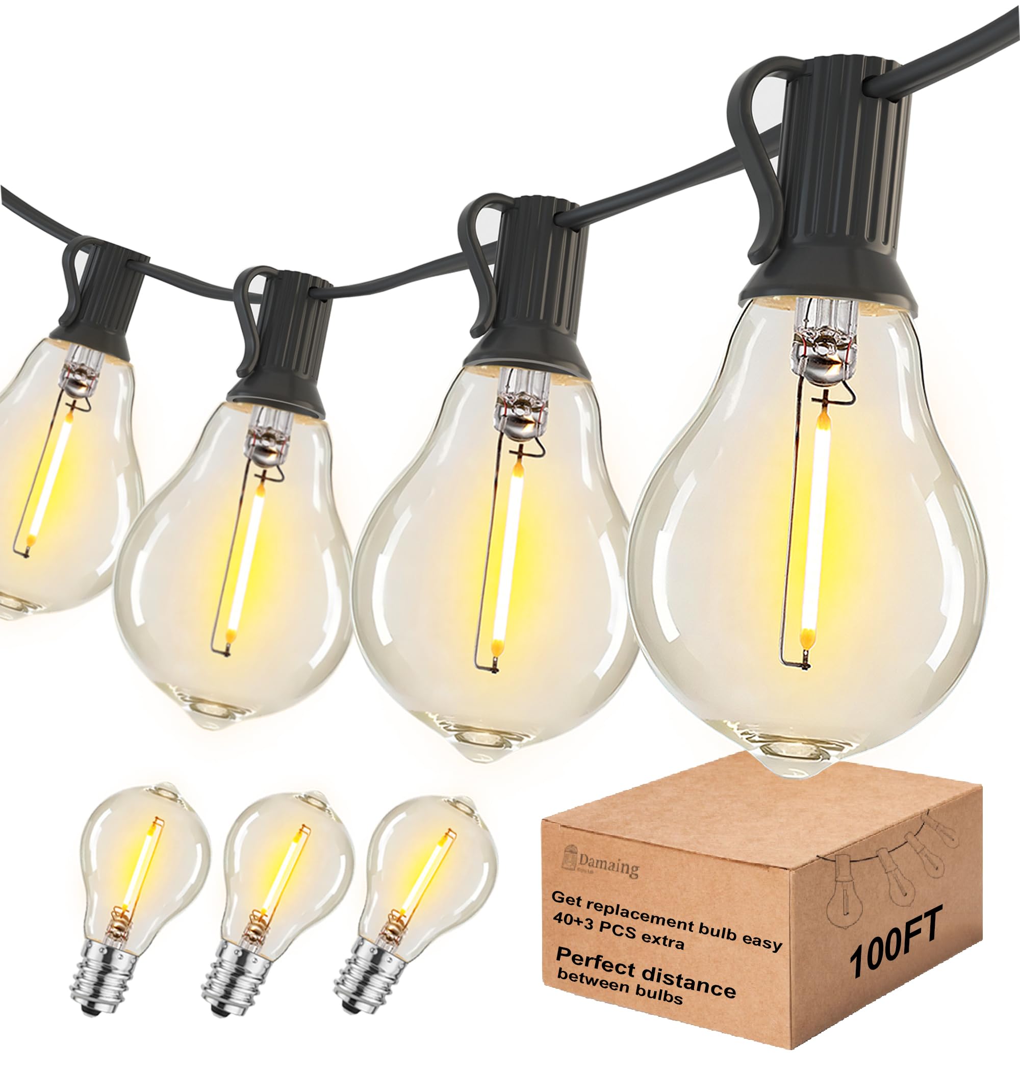DAMAING Outdoor String Lights 100FT