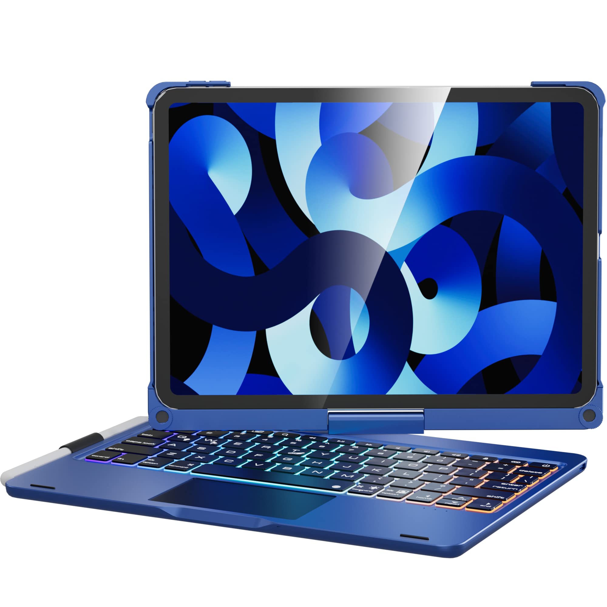 edaiser Keyboard Case iPad Pro 11-inch and 10.9-inch iPad Air 5th 4th Generation 2022 Touchpad, Backlight, 360° Rotatable Cover with Pen Holder for Apple iPad Pro 11 iPad Air 10.9 inch Metallic Blue